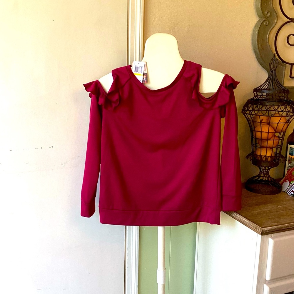 Selfie Me Burgundy long sleeve knit top in Medium